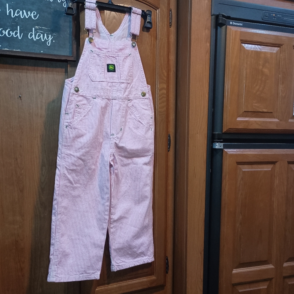 John Deere Pink Striped Overalls Girls Size 5